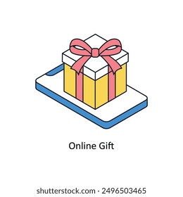 Online Gift Isometric style icon. Symbol on White background EPS 10 File 