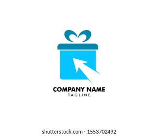 Online Gift Logo Design Concept, Online Store and Gifts Symbol
