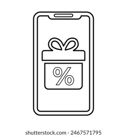 Online Gift Offer Icon Line Vector graphics