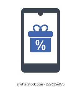 Icono de oferta de regalo en línea, gráficos vectoriales