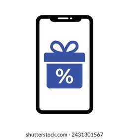 Icono de la oferta de regalo en línea, gráficos vectoriales