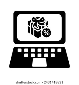 Online Gift Offer Icon, Vector Graphics Illustrations 