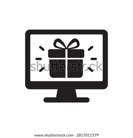 Online gift reward flat vector icon for digital promotion, loyalty program, bonus offers, e commerce, online shopping, and customer rewards