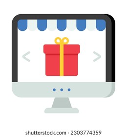 Online gift shopping  vector Flat Icon Design illustration. Shopping and E commerce Symbol on White background EPS 10 File