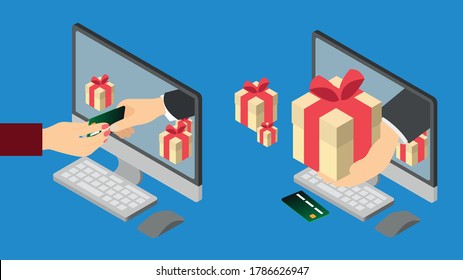 online gifts ordering and delivery service flat design