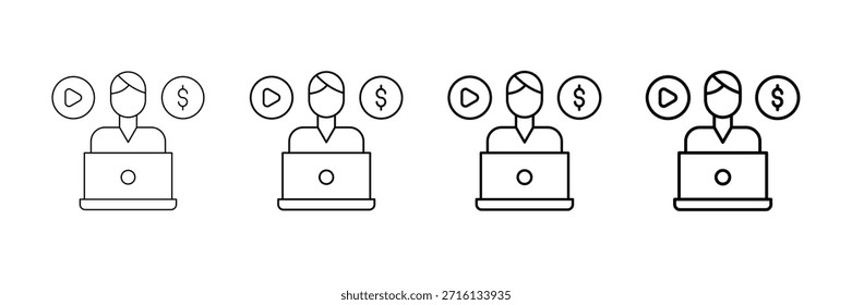 Vector de iconos de Gigs en línea en diferentes estilos de línea de trazo