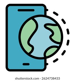 Online global data icon. Outline Online global data vector icon for web design isolated on white background color flat