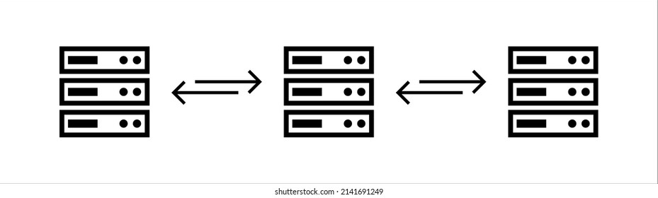 Online global server linked network system database icon design vector template. Blockchain crypto currency smart contract protocol contain cryptography hash transaction.
