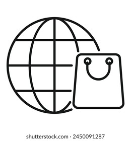 Online global store icon outline vector. Buy shop bags. Cash credit service