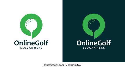 Online golf logo design template. Golf ball with chat bubble design graphic vector illustration. Symbol, icon, creative.