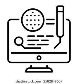 Online golf website icon in linear style 