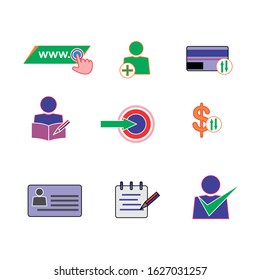 Online government distant services, submit electronic document, fill web form, phone message notification, receive authentication code, send mobile sms, internet promo marketing, editable vector icon