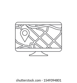 Online GPS monitoring, Location tracking, map navigation, global direction, destination icon 