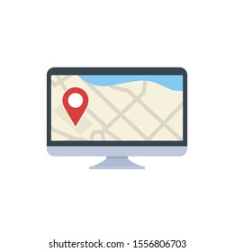 Online GPS monitoring, Location tracking, map navigation, global direction, destination icon. Flat icon.