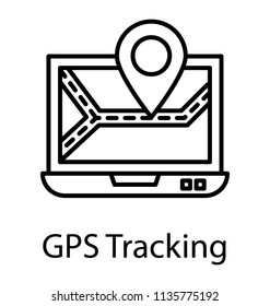 
Online gps tracker on a laptop screen, online gps service icon 
