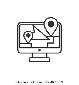 Online Gps vector outline icon style illustration. EPS 10 file 