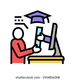 online graduate color icon vector. online graduate sign. isolated symbol illustration