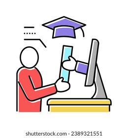 online graduate color icon vector. online graduate sign. isolated symbol illustration