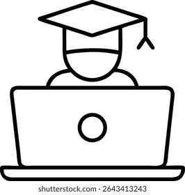 Online Graduate Icon – E-Learning and Virtual Education Achievement Symbol