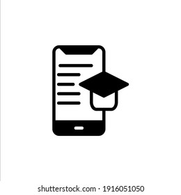 Online graduate icon in glyph style. Icons for online learning and home study.