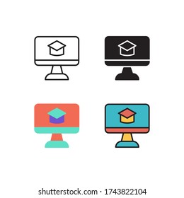 online graduate icon vector with different style design. isolated on white background