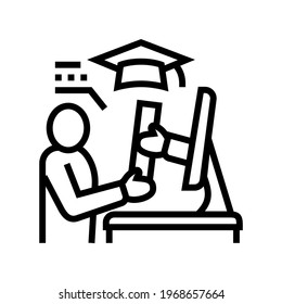 online graduate line icon vector. online graduate sign. isolated contour symbol black illustration