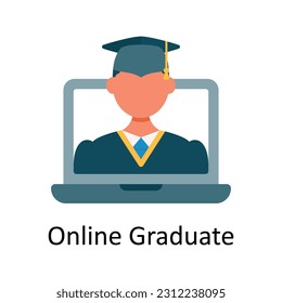 Online Graduate Vector Flat Icon Design Illustration. Bildungs- und Lernsymbol auf weißem Hintergrund EPS10-Datei