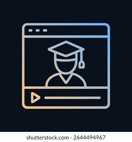 Online graduation ceremony video icon. Icon symbol illustration