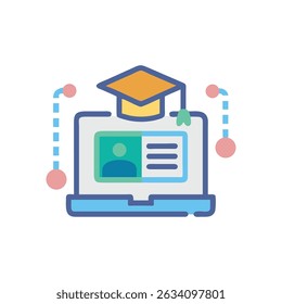 Conceito de graduação on-line com computador e gráfico cap de graduação