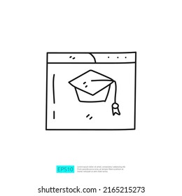 Online-Graduierungsdoodle-Vektorsymbol