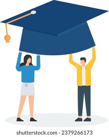 Online Graduation, Education or knowledge to growth career path, working skill to success in work, learn or study new course

