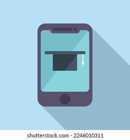 Online graduation icon flat vector. Distance class. Study book
