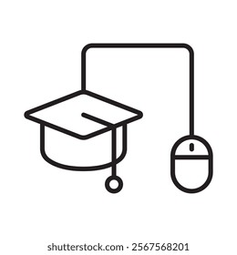 online graduation icon line vector design with trendy style