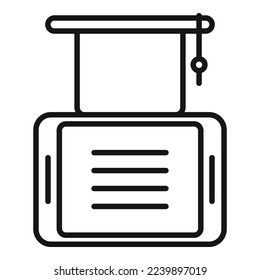 Online graduation icon outline vector. Home video. Learning school