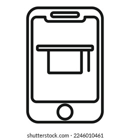 Online graduation icon outline vector. Distance class. Study book