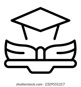 Online graduation icon outline vector. Help child. Teen learning