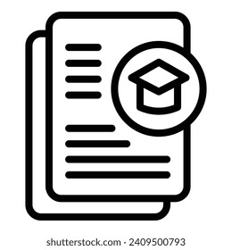 Online graduation icon outline vector. Training education. Computer web