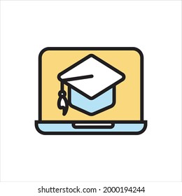 Online Graduation Icon Simple Vector Illustration
