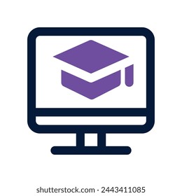 online graduation icon. vector dual tone icon for your website, mobile, presentation, and logo design.