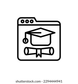 Icono de Graduación en línea en vector. Ilustración