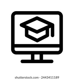 online graduation icon. vector line icon for your website, mobile, presentation, and logo design.