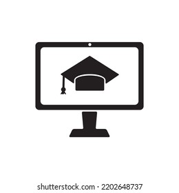 online graduation icon vector. online graduation, online school, online learning