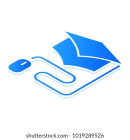 Online graduation isometric icon