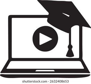  Online Graduation with Laptop and Cap Icon