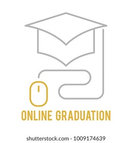 Online graduation outline icon