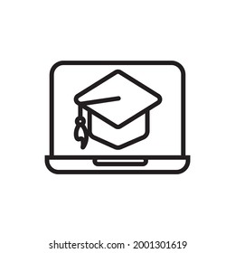 Online Graduation Outline Icon Vector Illustration