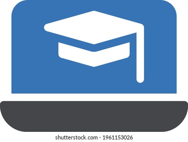 icono de color de glifo vectorial de graduación en línea
