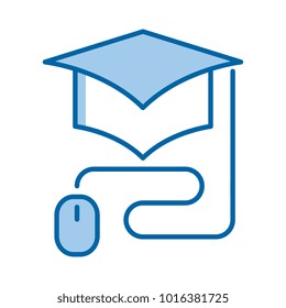 Icono vectorial de graduación en línea