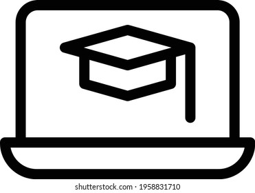 online graduation vector thin line icon