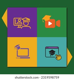 online gradution and online education illustration set vector design